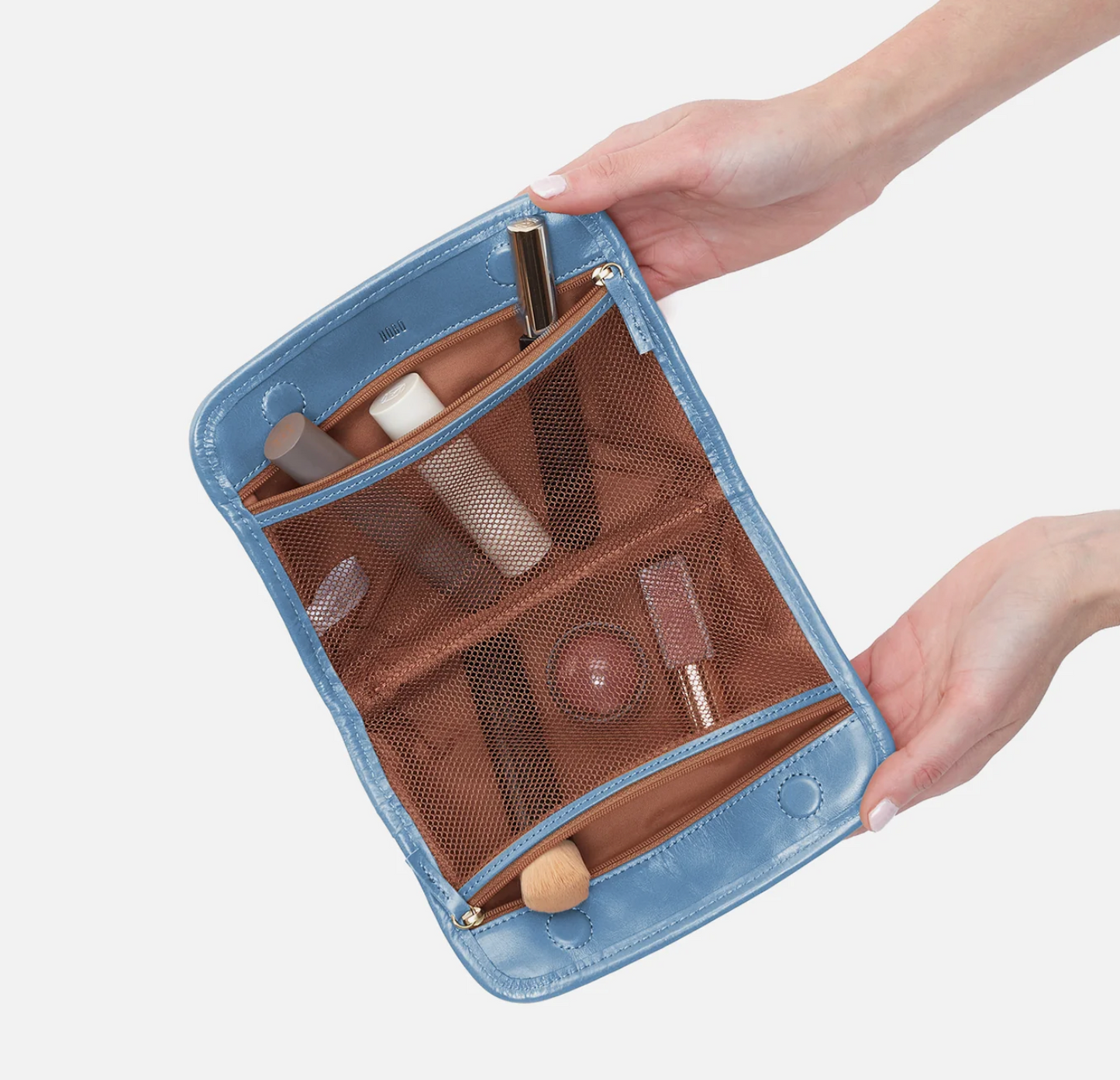 HOBO Faded Denim Leather Cosmetic Pouch