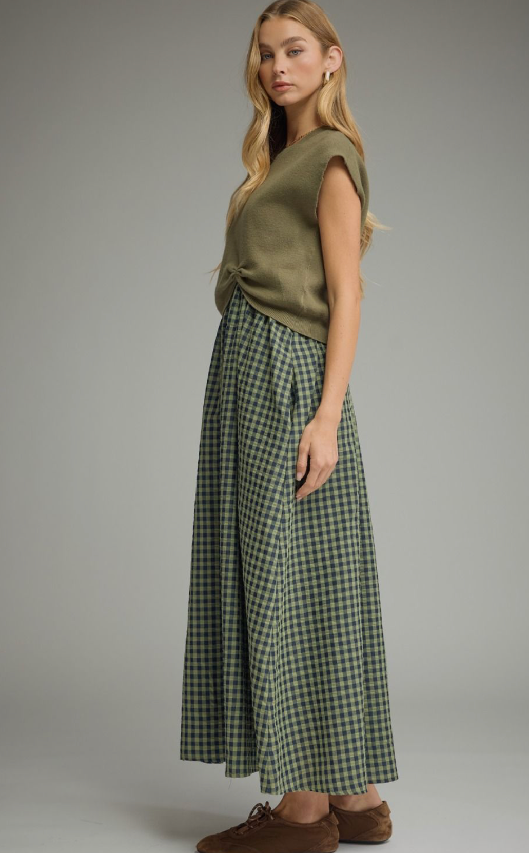 The Willow Layered Gingham Midi Dress