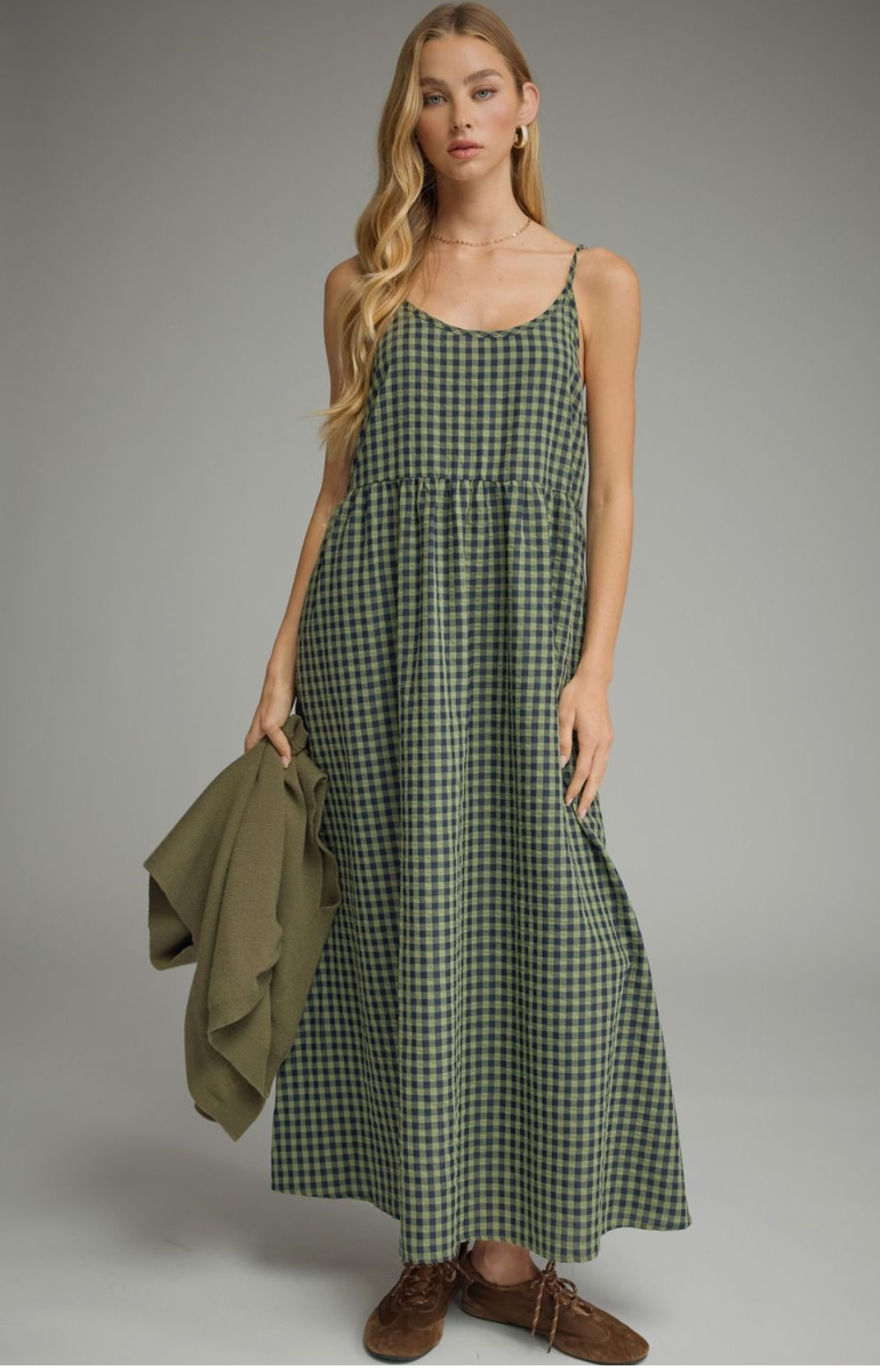 The Willow Layered Gingham Midi Dress