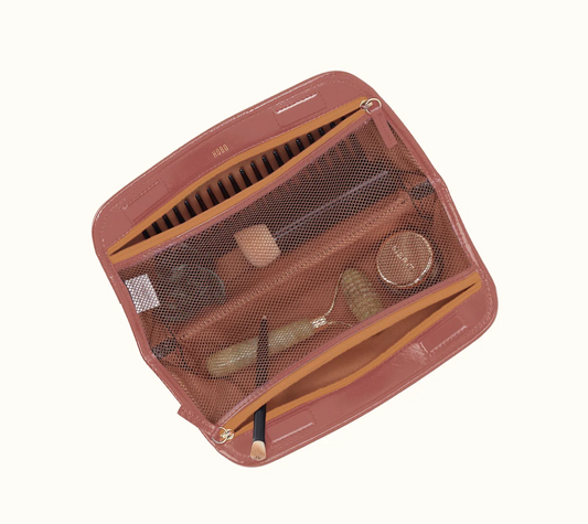 HOBO Beauty Brush Case in Rosewood | Leather Cosmetic Pouch