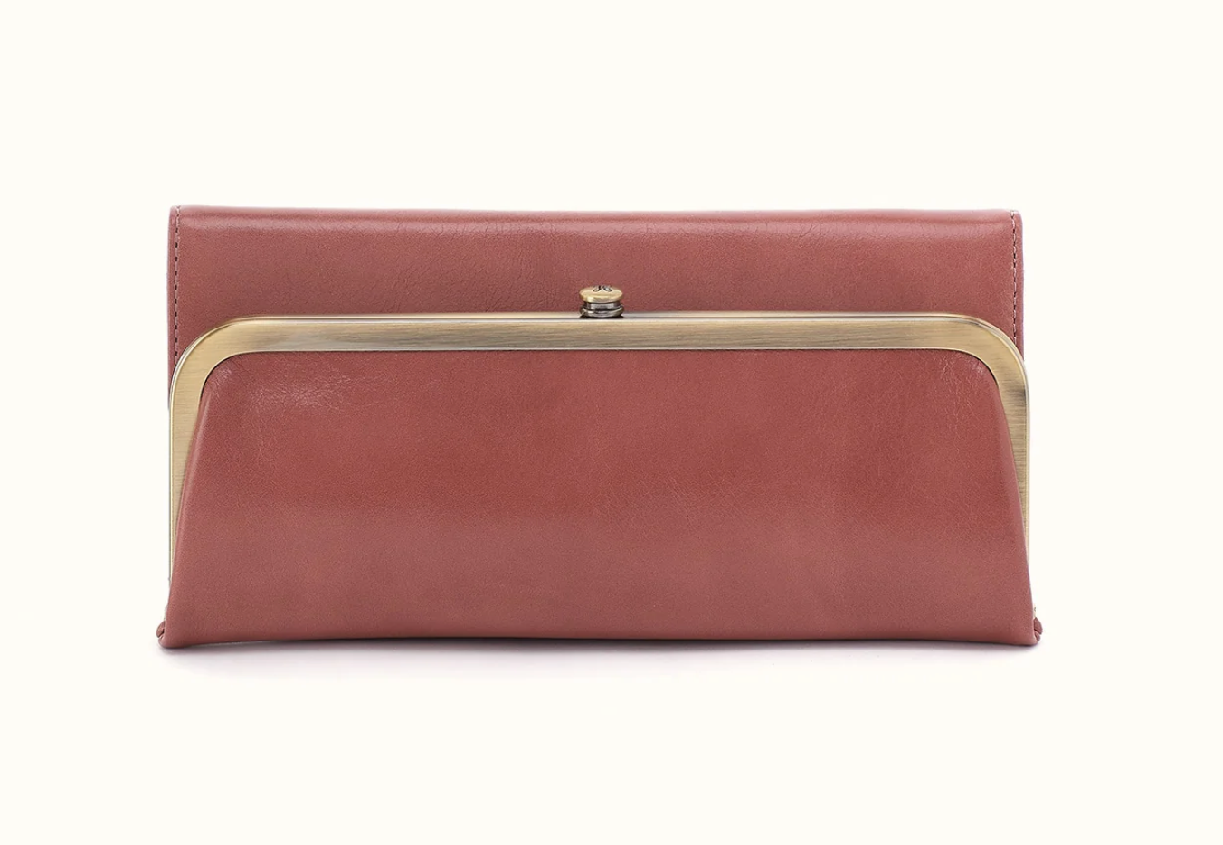 HOBO Rachel Continental Wallet in Rosewood full-grain leather trifold women's wallet

