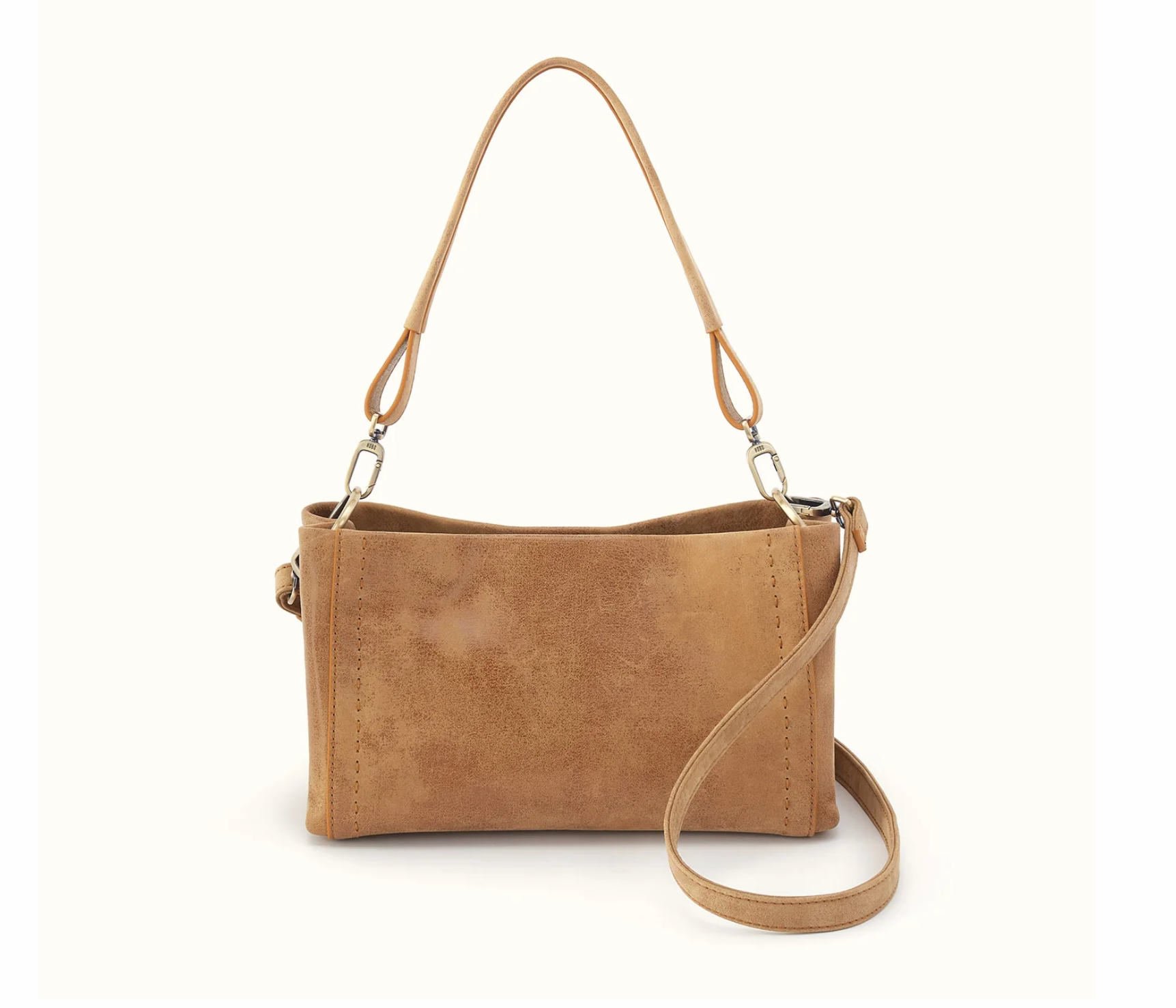 HOBO Seneca Shoulder Crossbody in Whiskey buffed leather with removable shoulder and crossbody straps