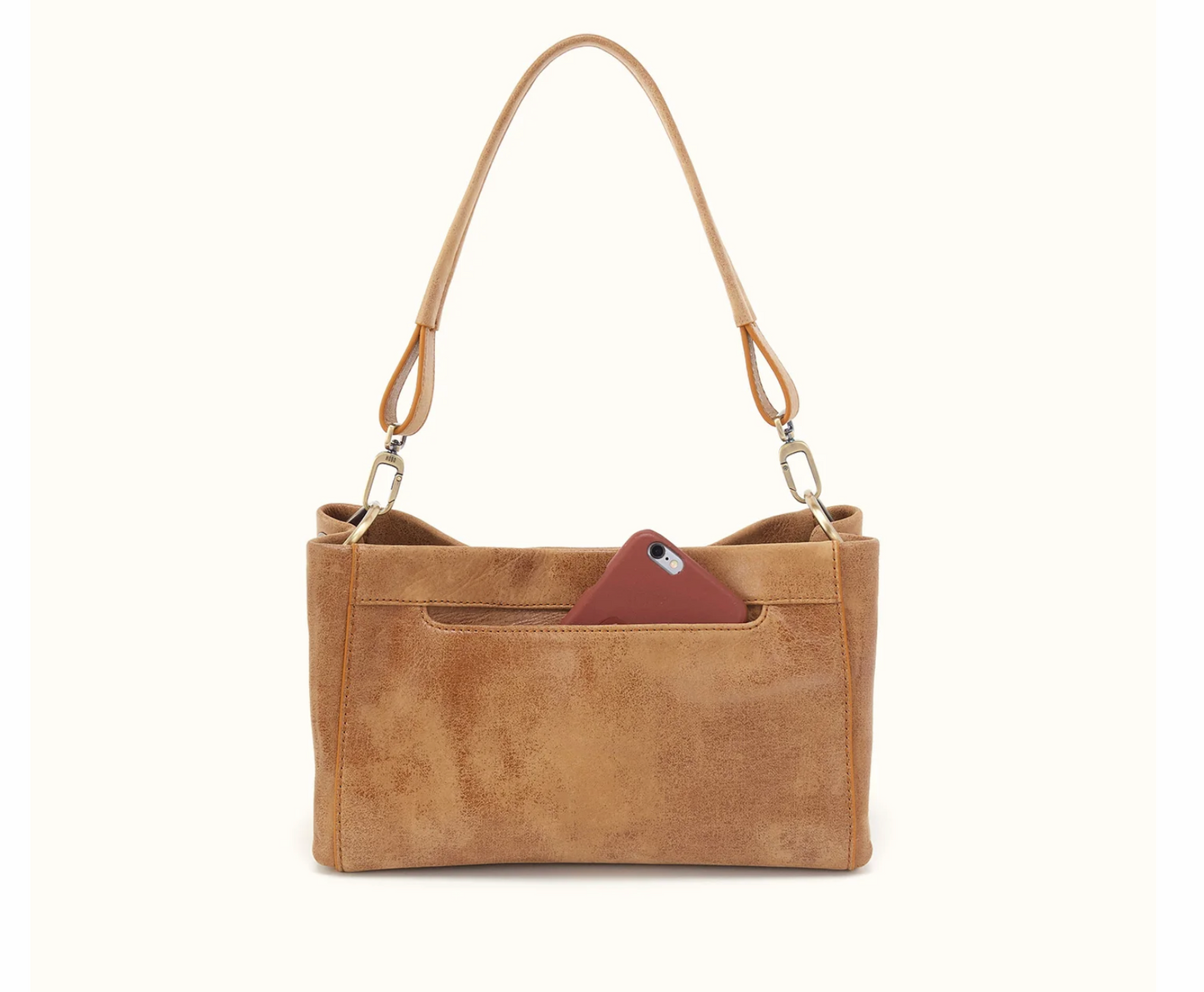 HOBO Seneca Whiskey buffed leather handbag with signature exterior phone pocket