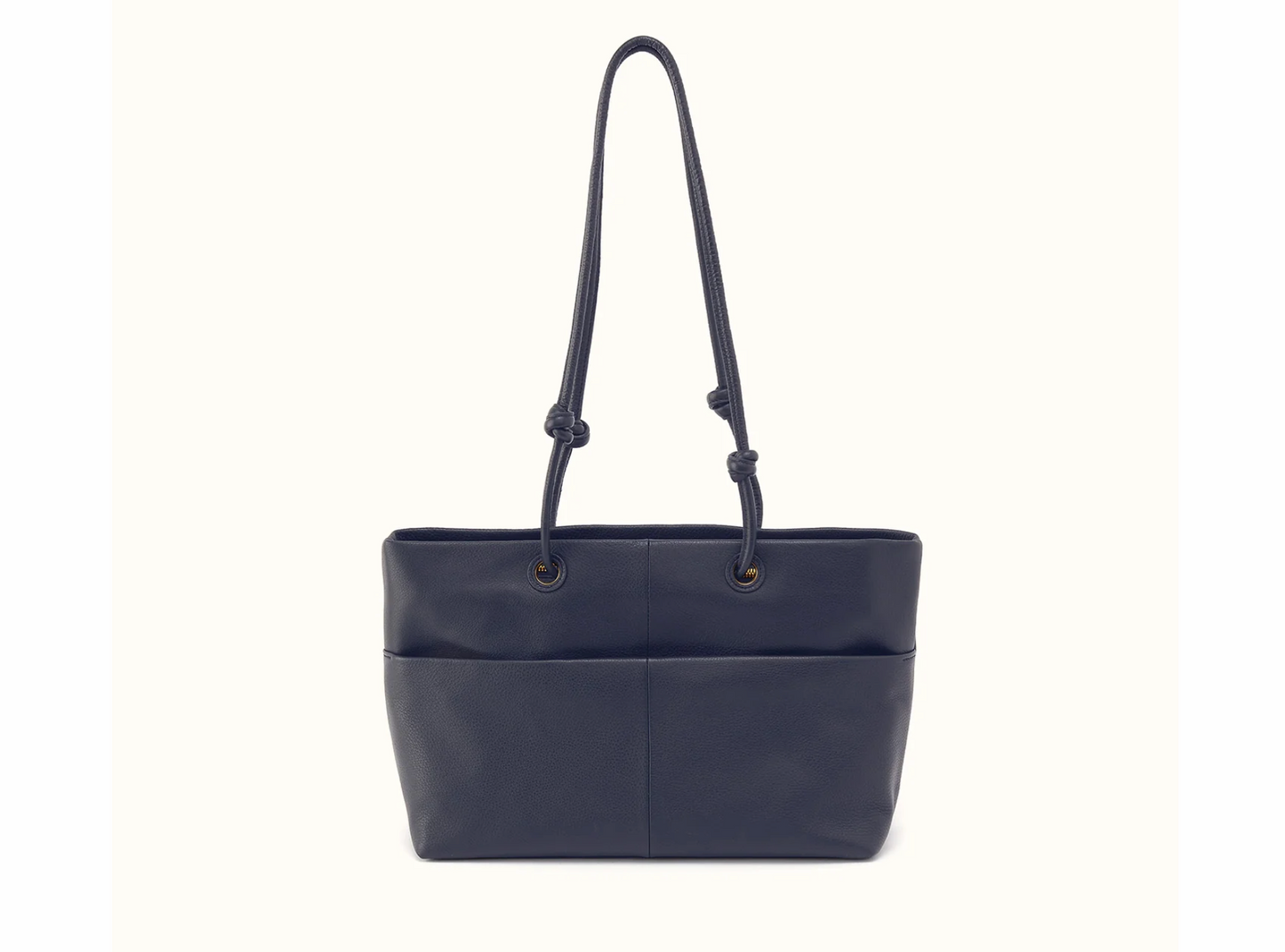 Back of HOBO Studio Softie Ink Navy pebbled leather shoulder tote