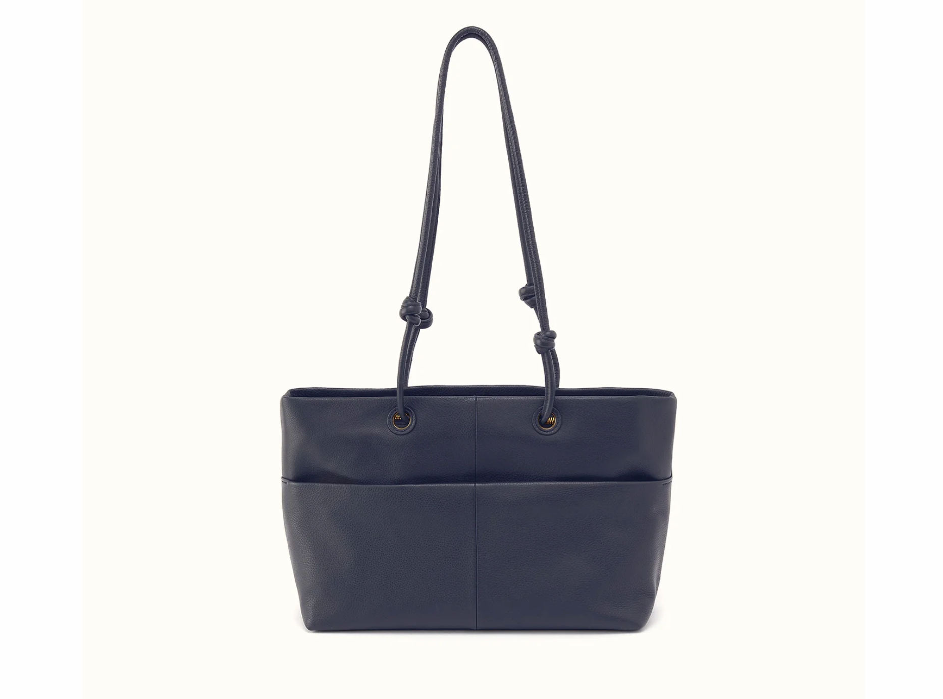 Back of HOBO Studio Softie Ink Navy pebbled leather shoulder tote