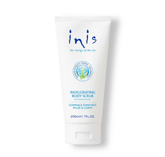 Inis Invigorating Body Scrub 200ml exfoliating seaweed body polish in white tube