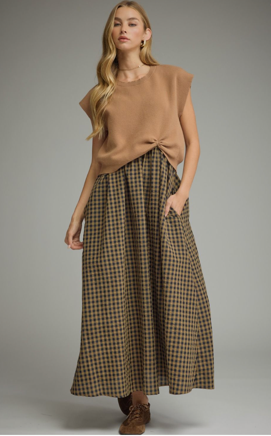 The Willow Layered Gingham Midi Dress