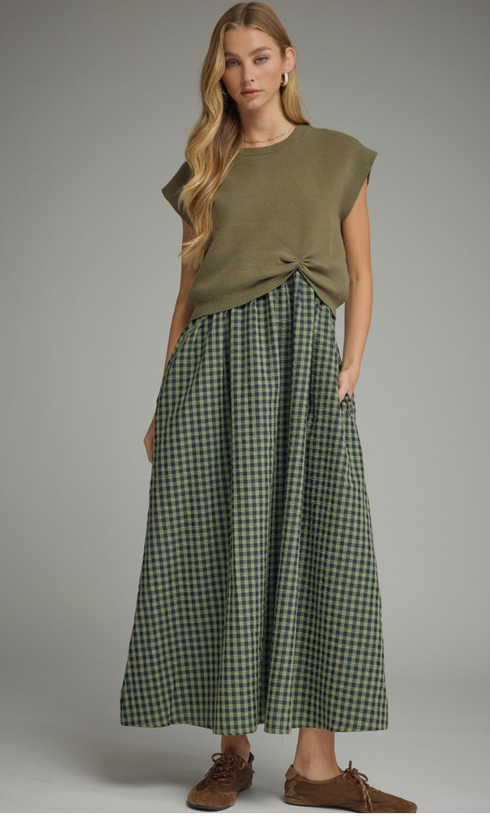 The Willow Layered Gingham Midi Dress