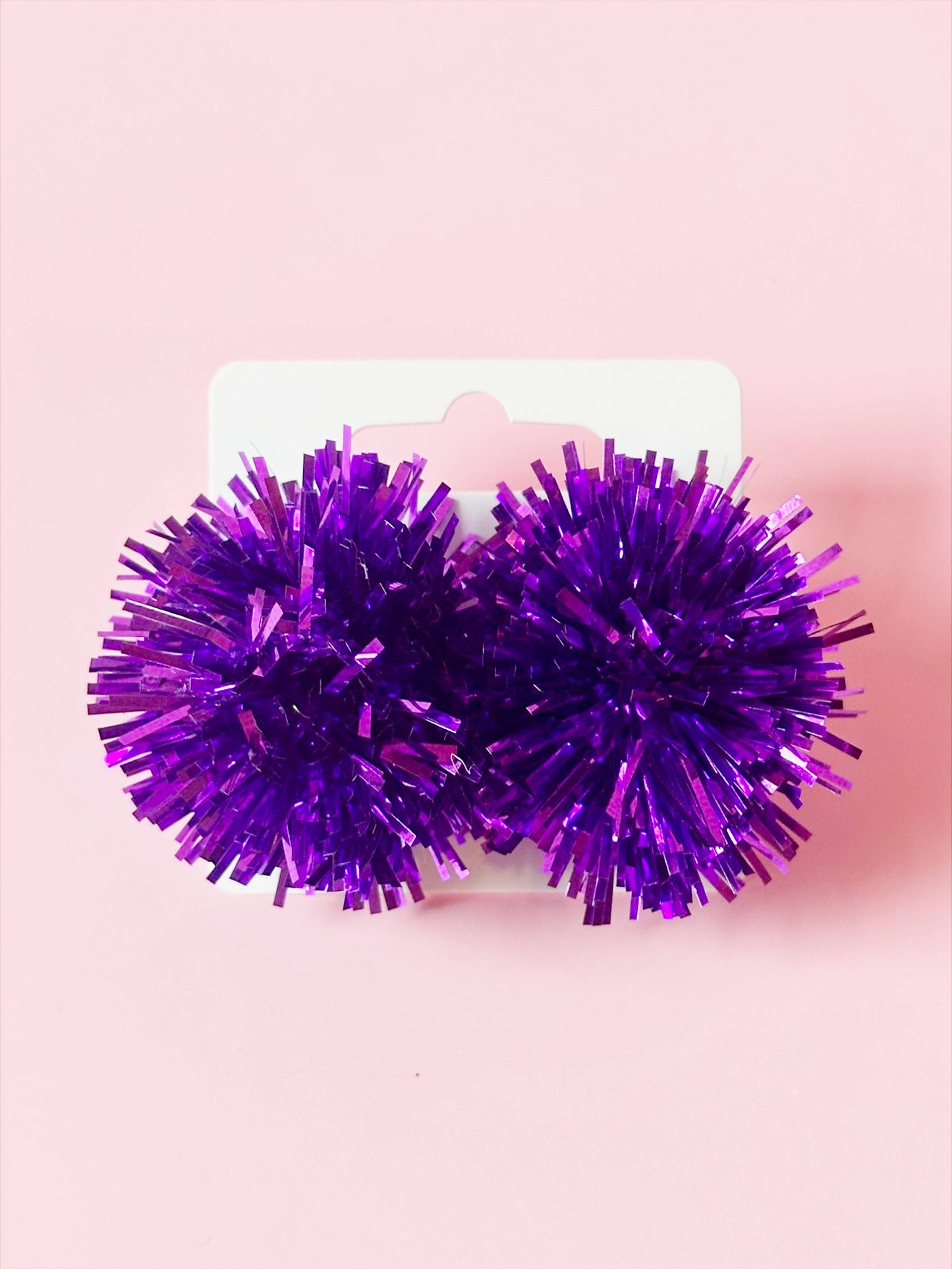 Purple Tinsel Party Pom Stud