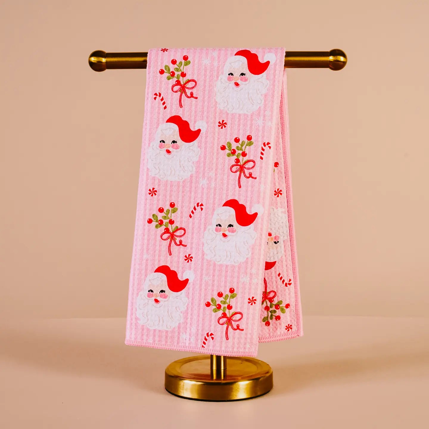 Holly Jolly Santa Waffle Tea Towel