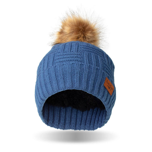 Blue Pom Beanie