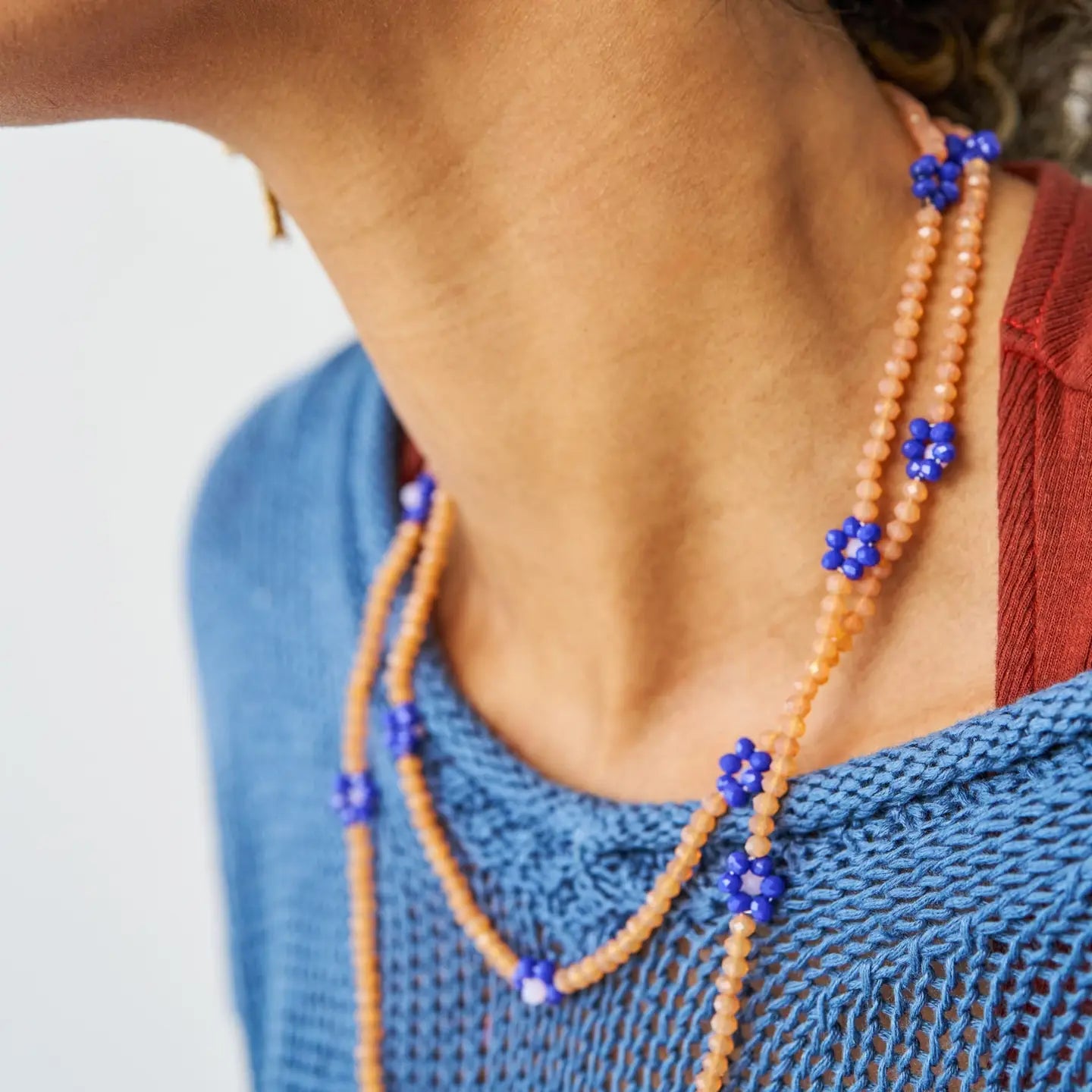 The Andie Crystal Beaded Flower Necklace
