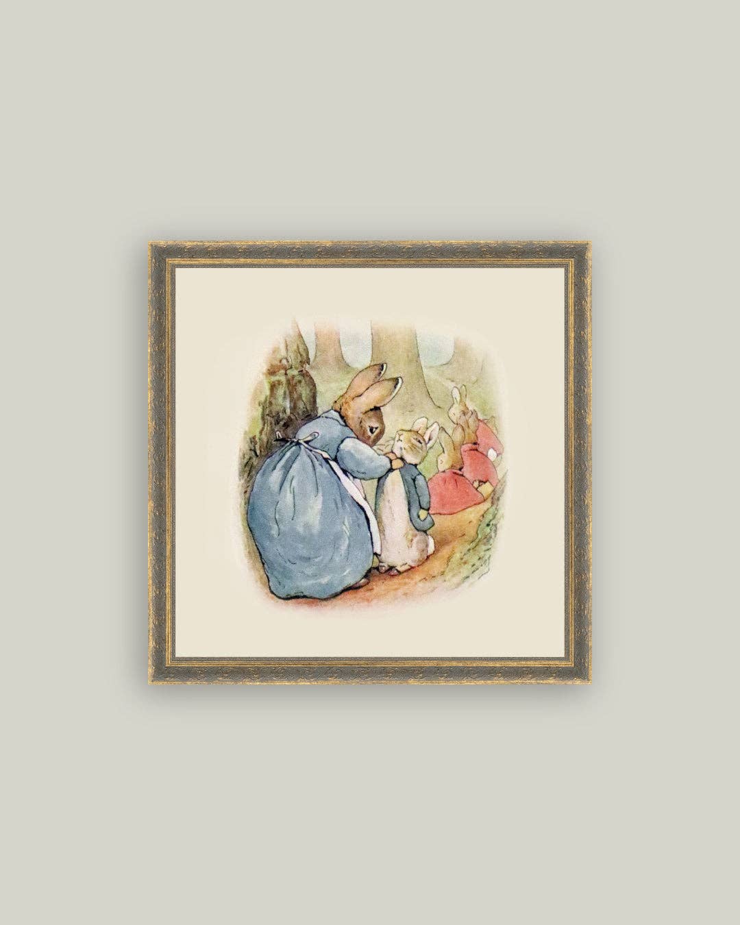 Peter Rabbit Framed Antique Art: 6x6