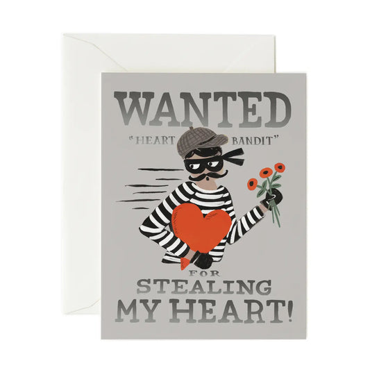 “Heart Bandit” Wanted Greeting Card