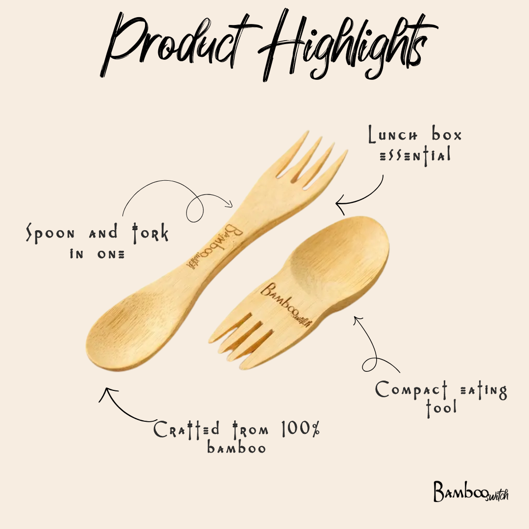 Large Bamboo Spork Utensil