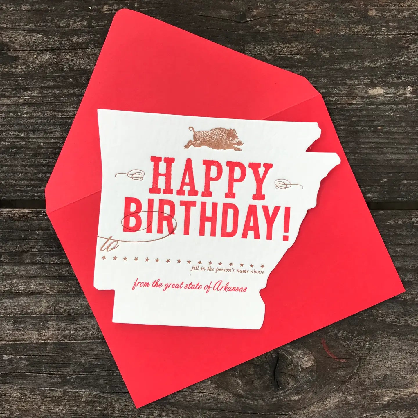Arkansas Birthday Die Cut Card