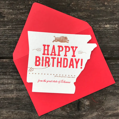 Arkansas Birthday Die Cut Card
