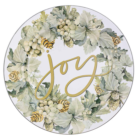 Emerald Wreath Charger   White/Gold   13"