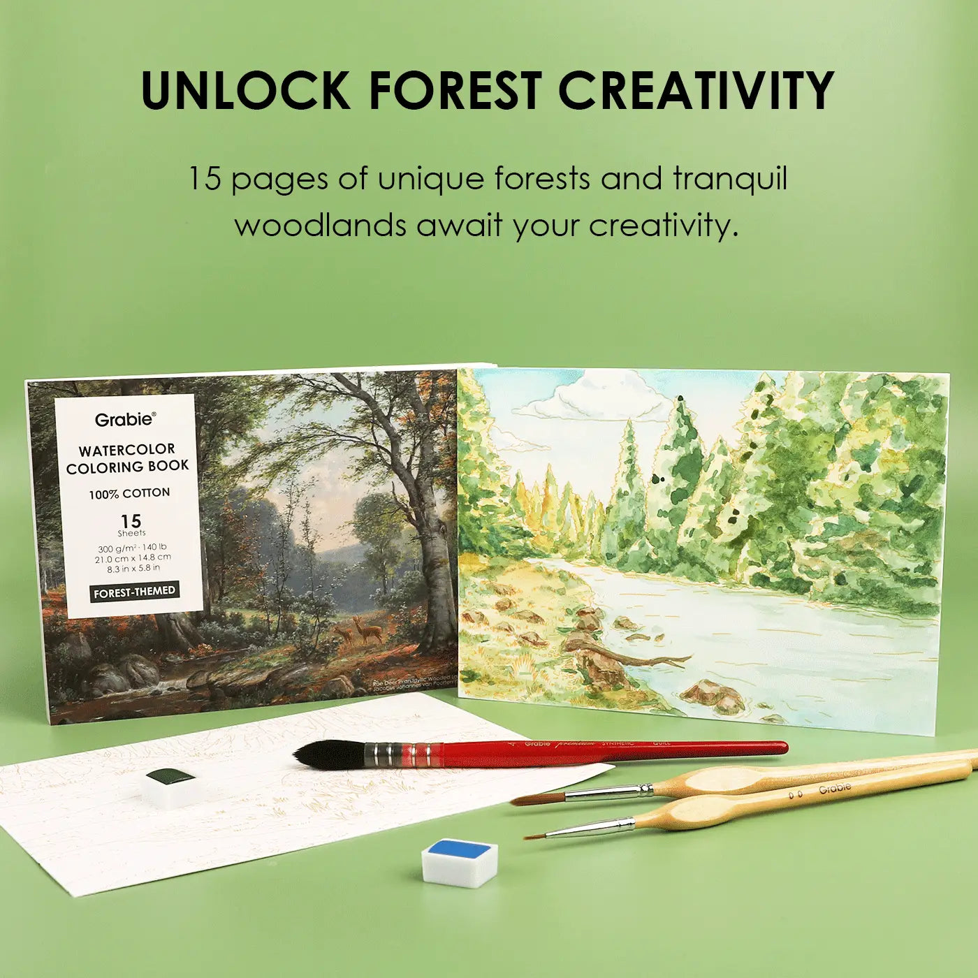Forest Watercolor Coloring Book