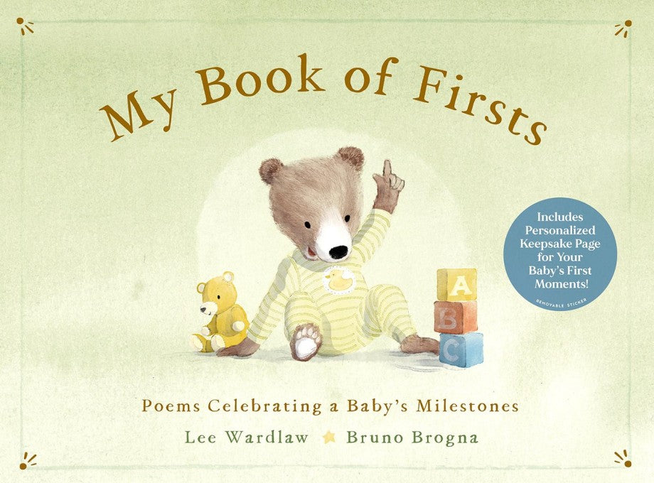 My Book of Firsts baby milestone poems and keepsake book cover