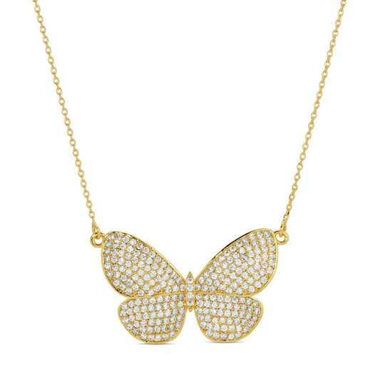 Large Flutter Butterfly Pendant Necklace