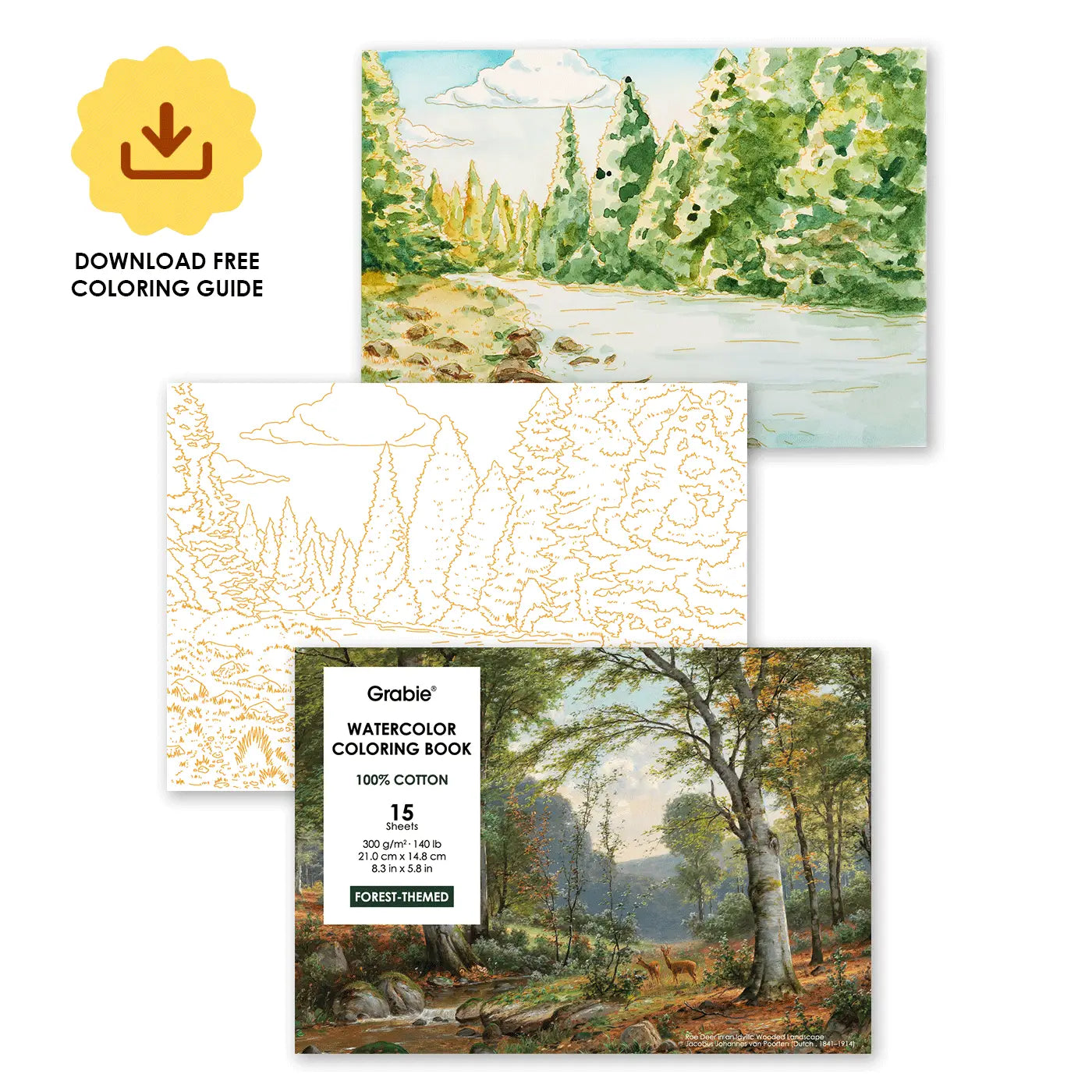Forest Watercolor Coloring Book