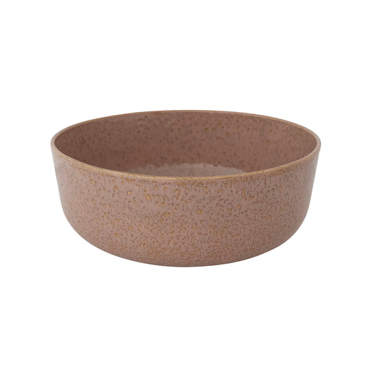 Blush pink speckled stoneware serving bowl with reactive glaze, 10.5-inch kitchen and dining bowl