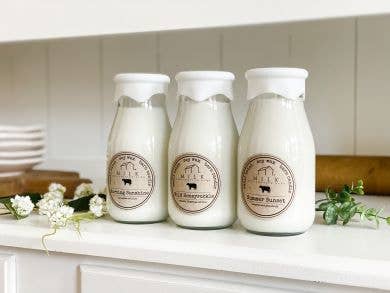 Milk Bottle Candle Mistletoe Memories (Holly, Cider, Cedar)