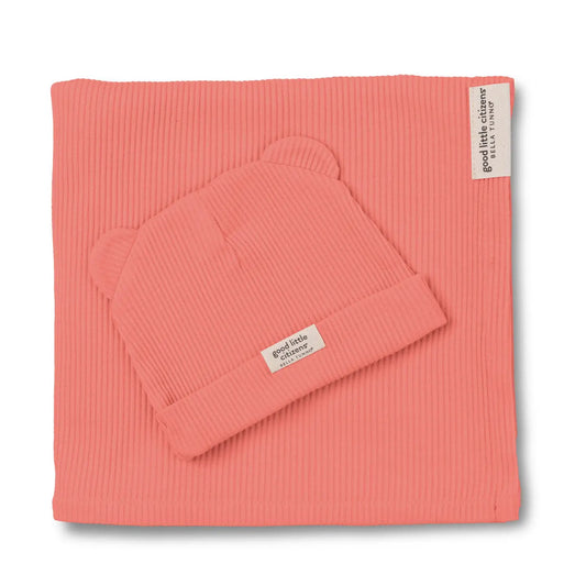 Rib Swaddle & Beanie Set