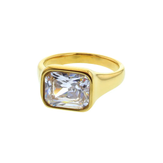 The Weston Waterproof Emerald-Cut Gold Statement Ring