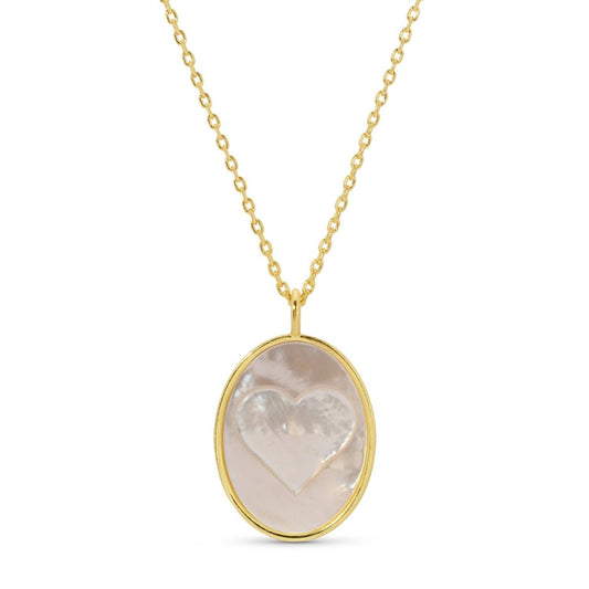 Heart Etched Shell Pendant Necklace