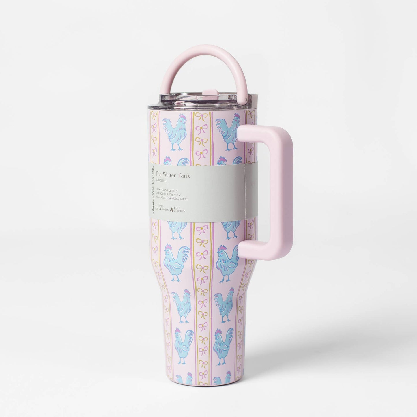 Pink Chicken & Bows 40oz Water Tank Insulated Spill Tumbler