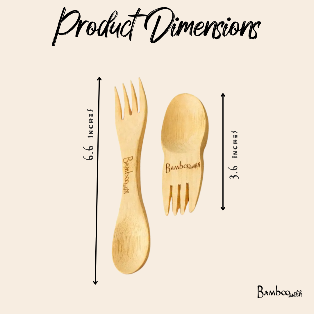 Large Bamboo Spork Utensil