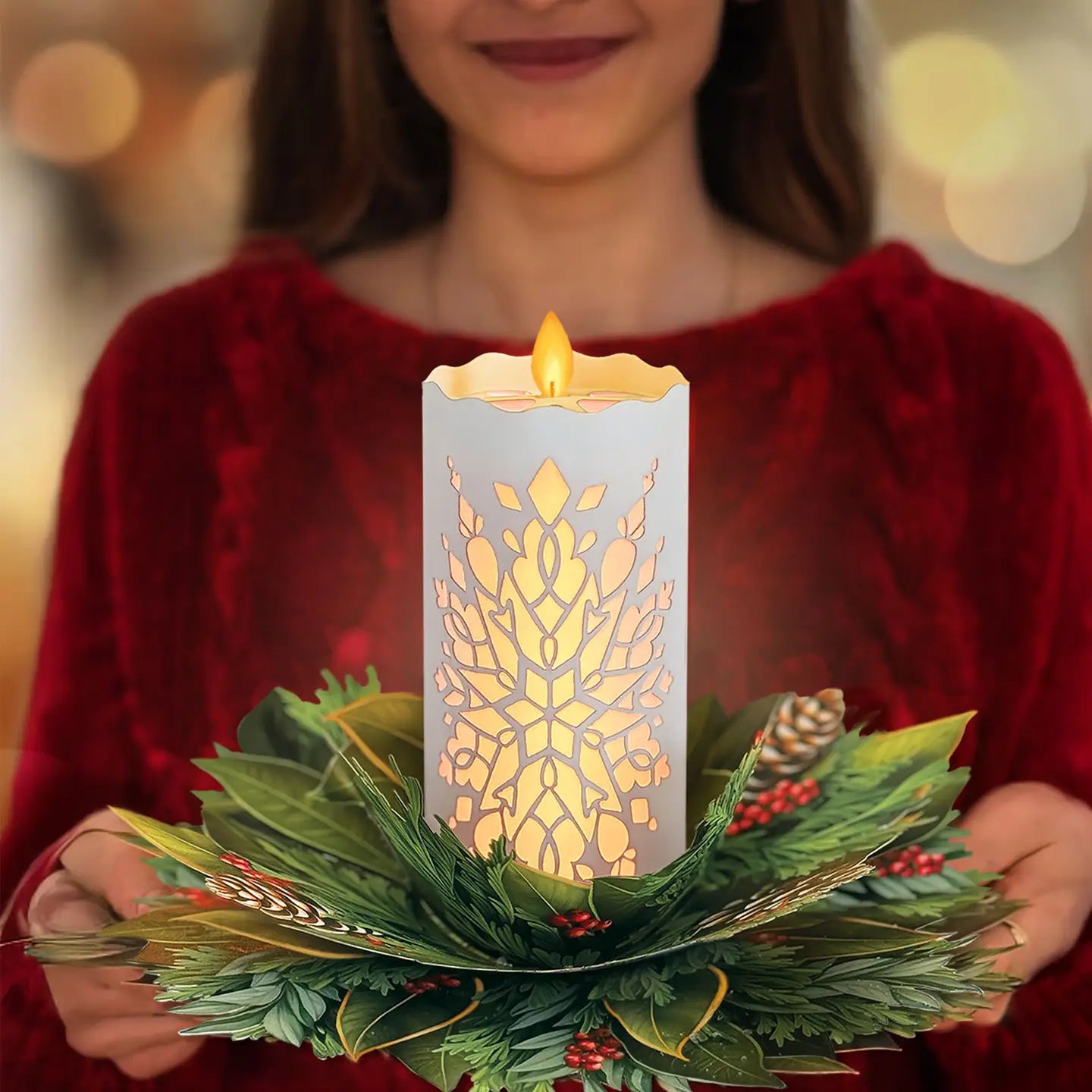 Candle with Lights Greeting Card