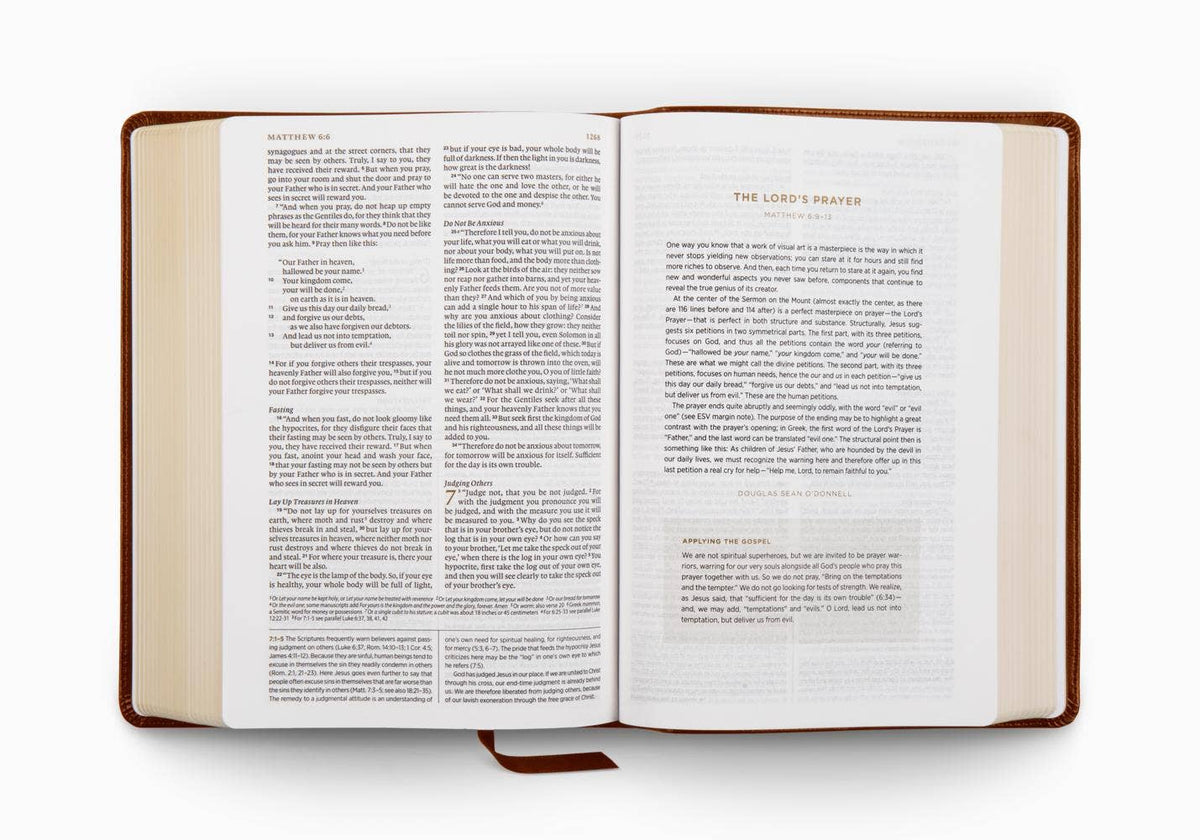 Interior devotional and study-note pages in the ESV men’s study Bible