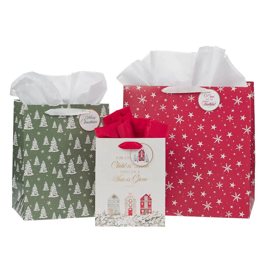 Home For Christmas 3 pc Gift Bag Set