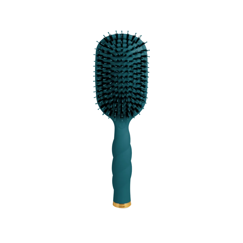 TELETIES Boar Bristle Hair Brush in Teal With It for smoothing frizz and adding shine