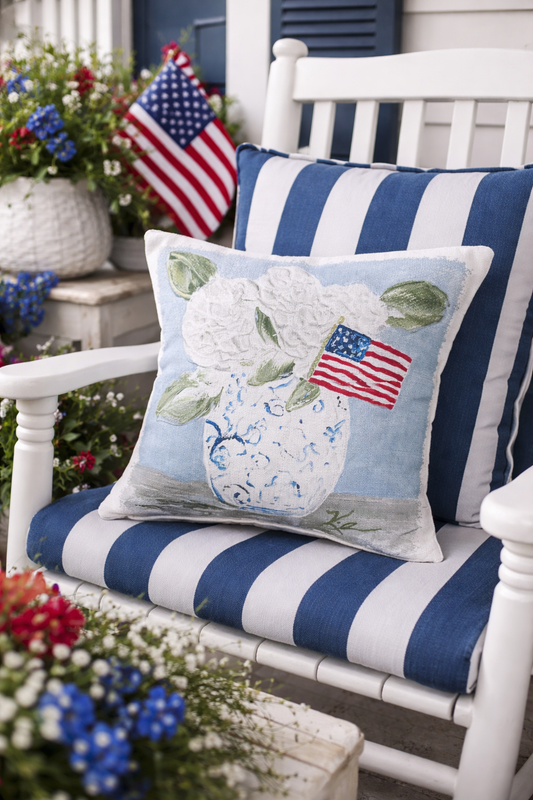 Stars & Hydrangea Porch Pillow