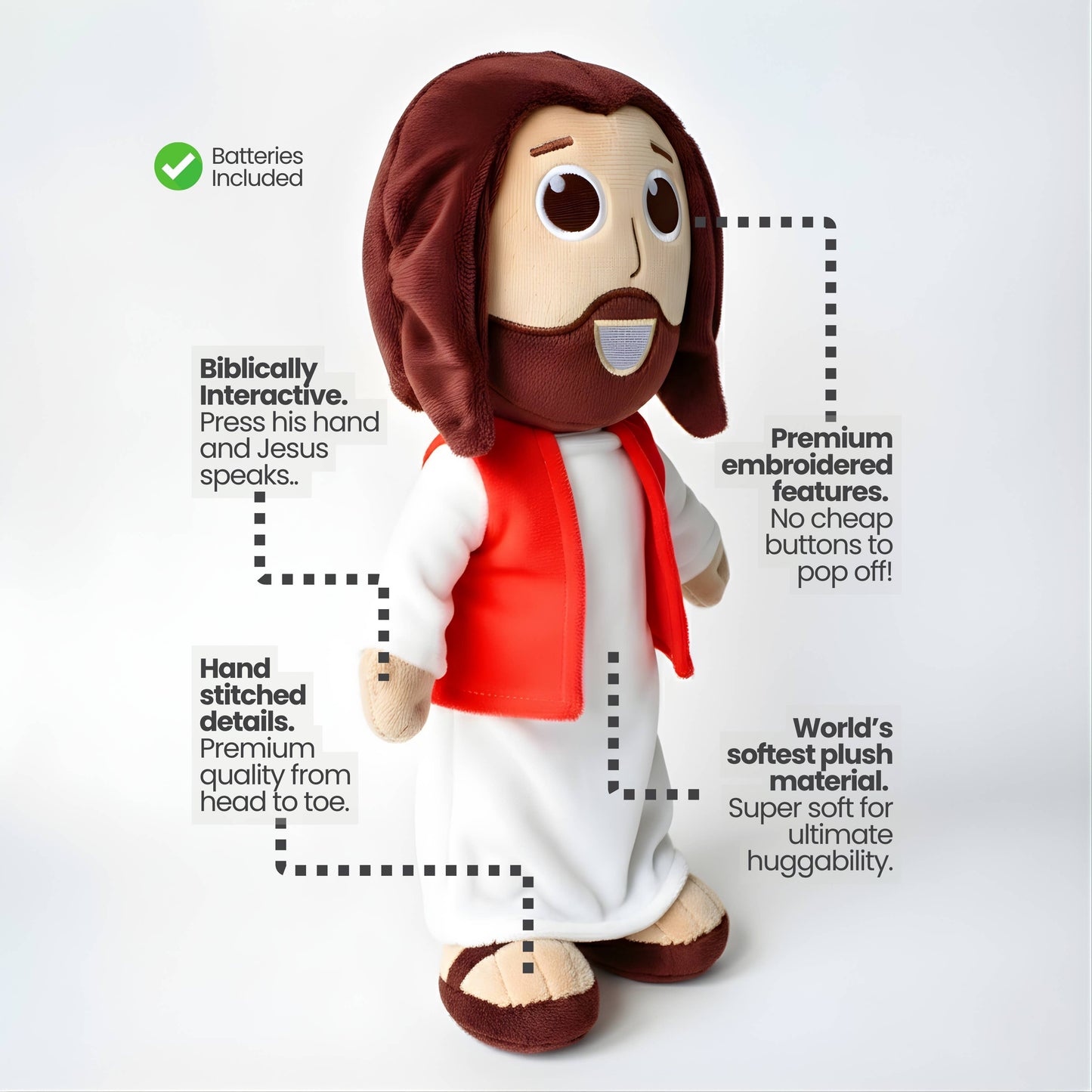 Talking Jesus Doll – 12" Plush with Bible Verses & Prayers