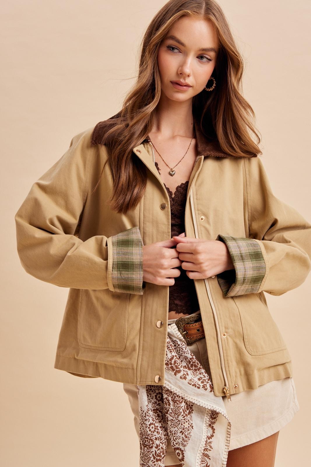 The Hadley Cotton Barn Jacket – Tartan Lined