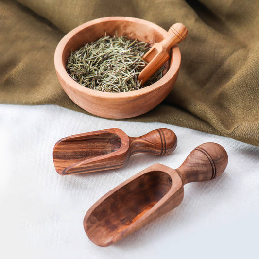 Olive Wood Scoop – Handmade Rustic Measuring Spoons: 12 cm (4.7")