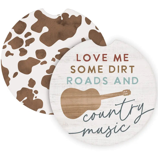 Country Music Cow Print - Car Coasters