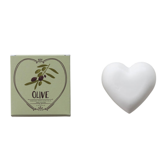 Olive oil and shea butter heart shaped triple milled bar soap made in the USA
