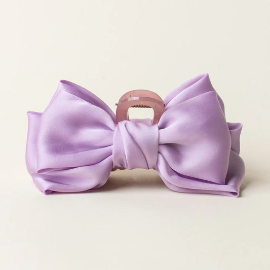 Lilac Satin Bow Claw Clip
