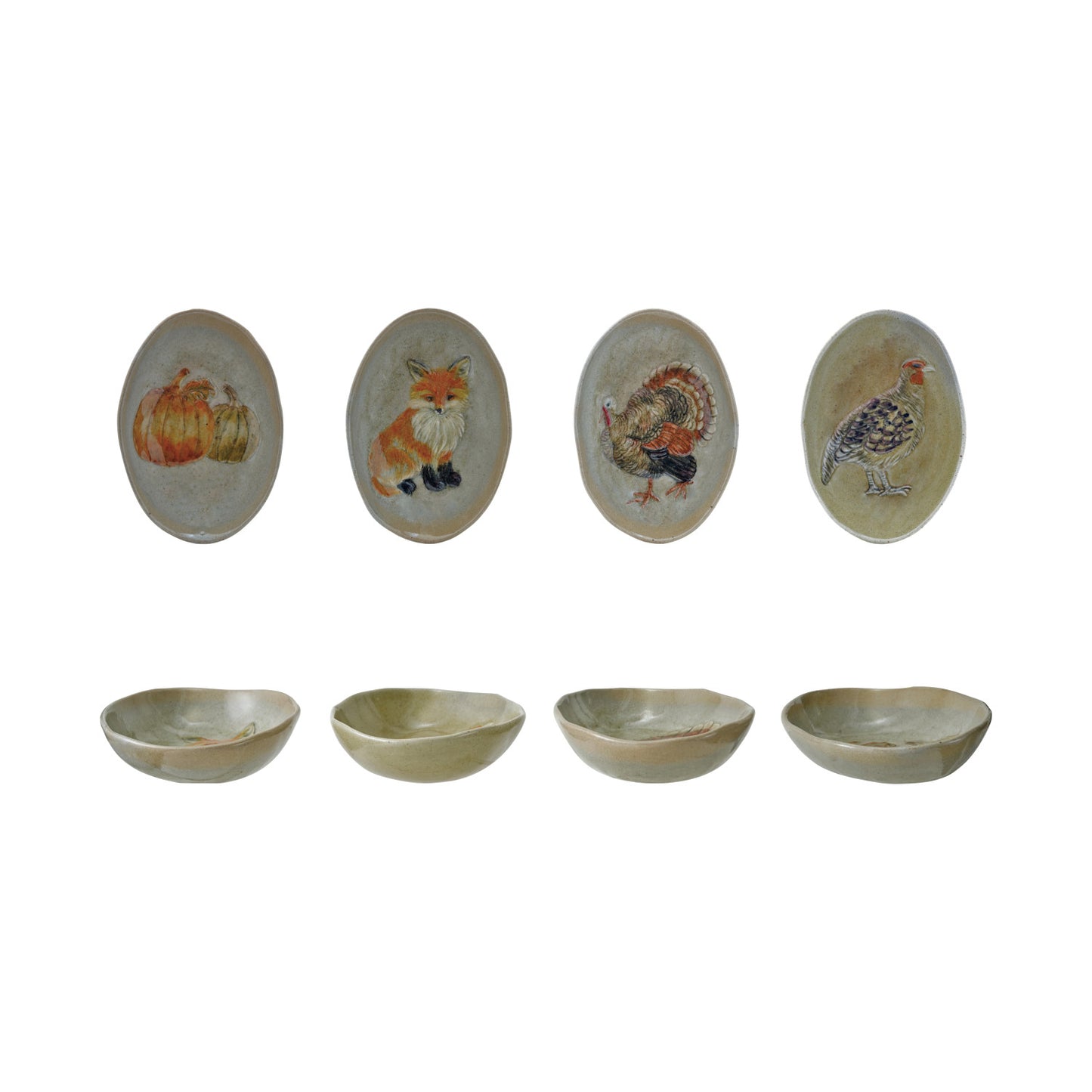 Hand-Painted Stoneware Oval Dish