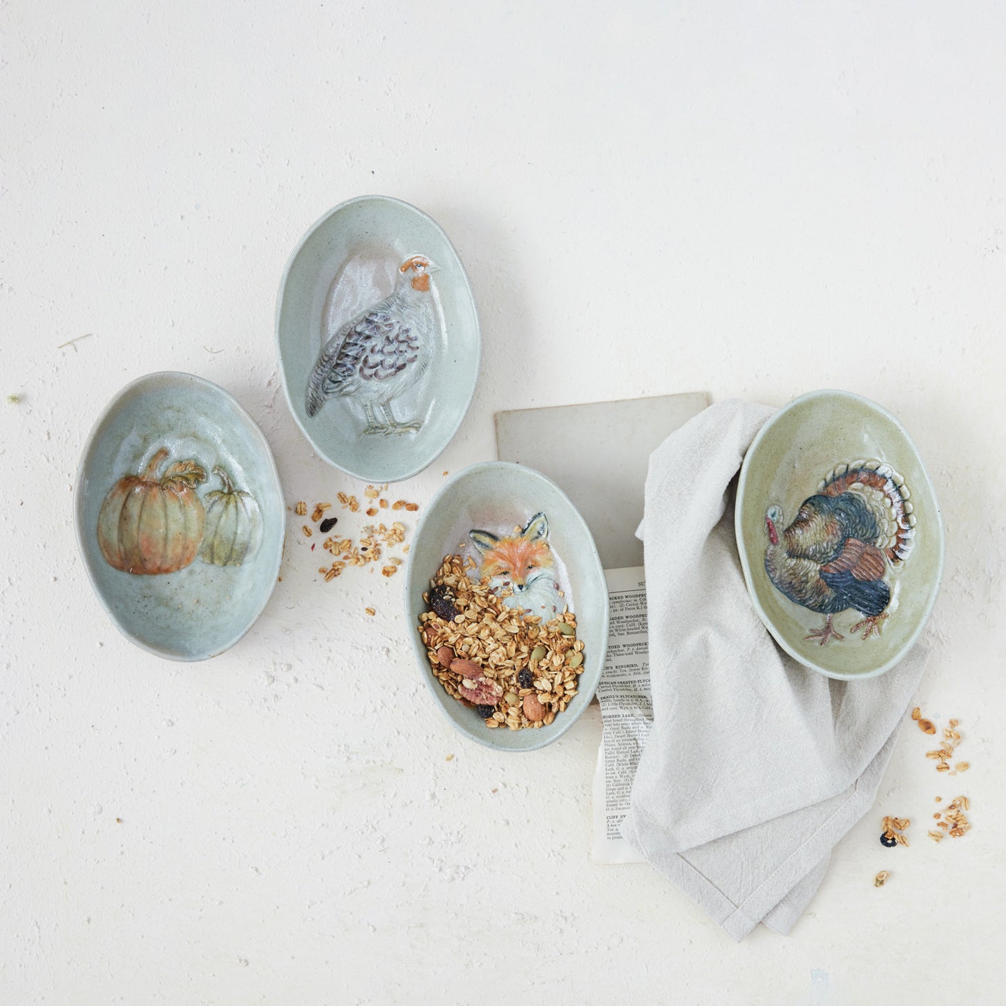 Hand-Painted Stoneware Oval Dish