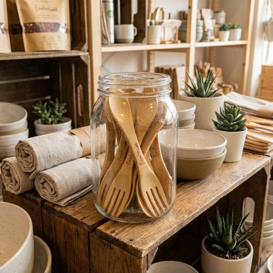 Large Bamboo Spork Utensil
