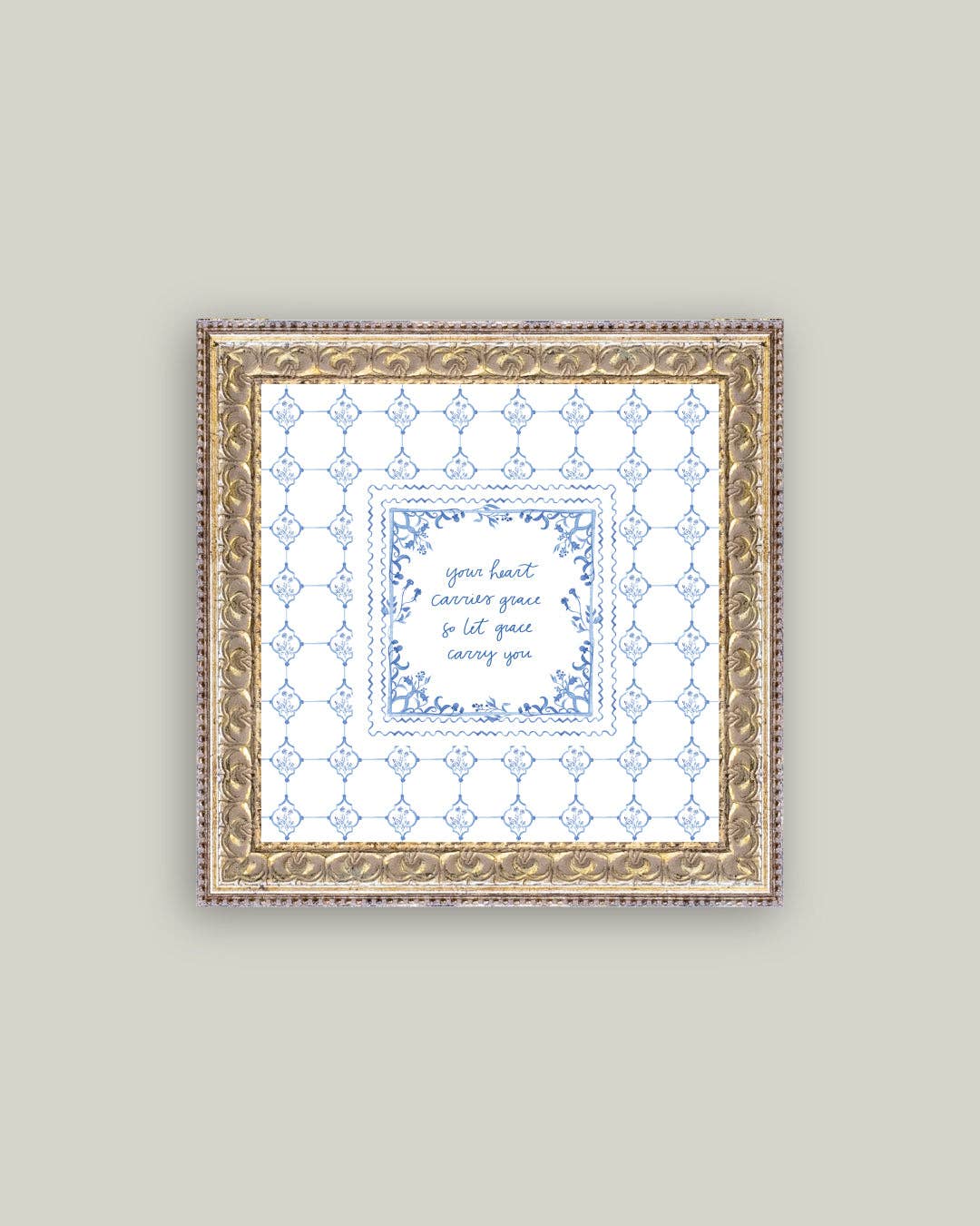 Your Heart Carries Grace Framed Antique Art: 9x9