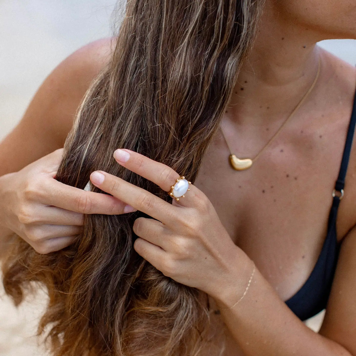 The Reagan Waterproof Organic Gold Pendant Necklace