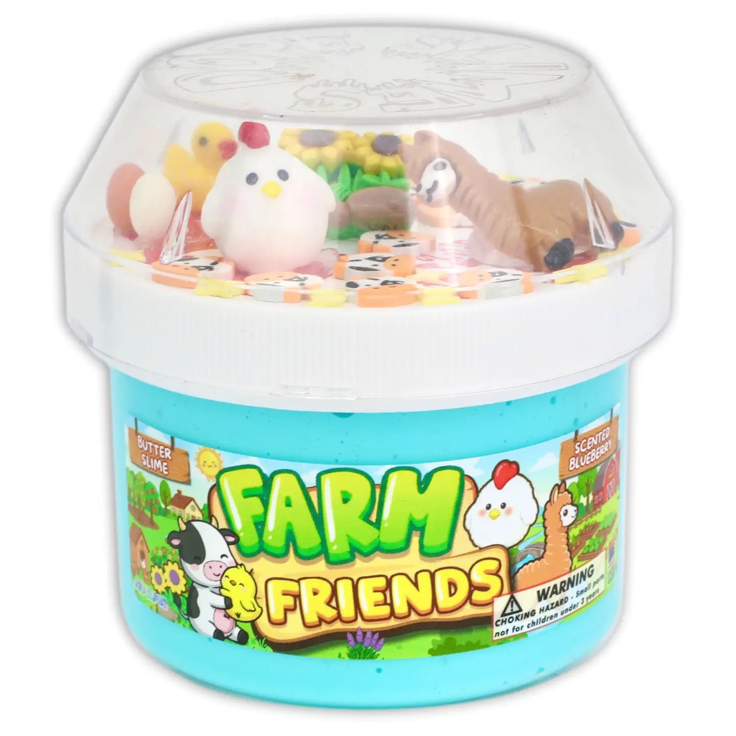 Dope Slimes Farm Friends blueberry scented butter slime with farm animal charms
